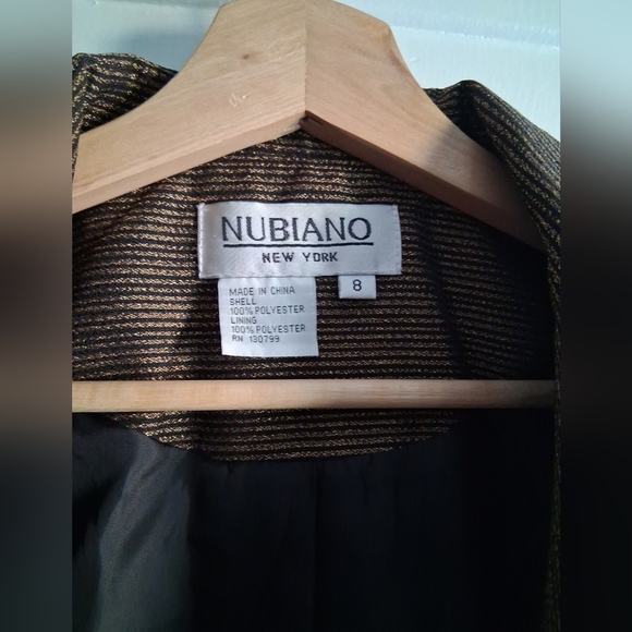 Vintage Nubiano Blazer Black Gold Regency Wedding Workwear Office 8 - Picture 2 of 8
